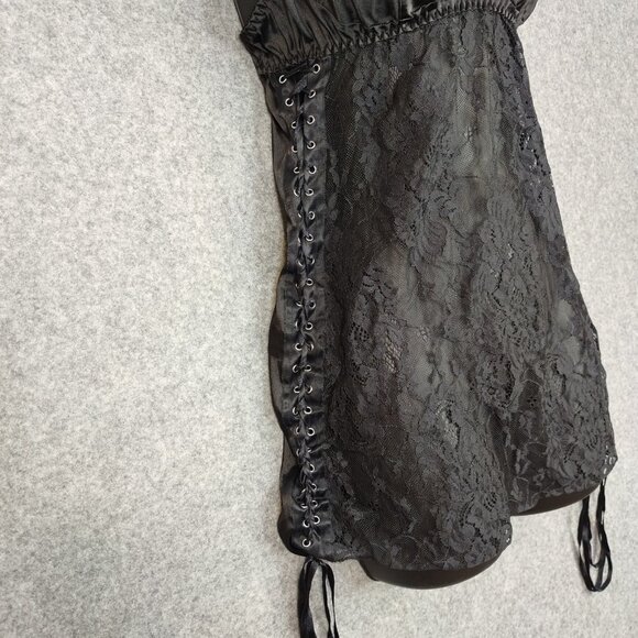 Victoria’s Secret Lingerie Slip Chemise Womens Sz M Black Grunge Goth Babydoll - Picture 4 of 13